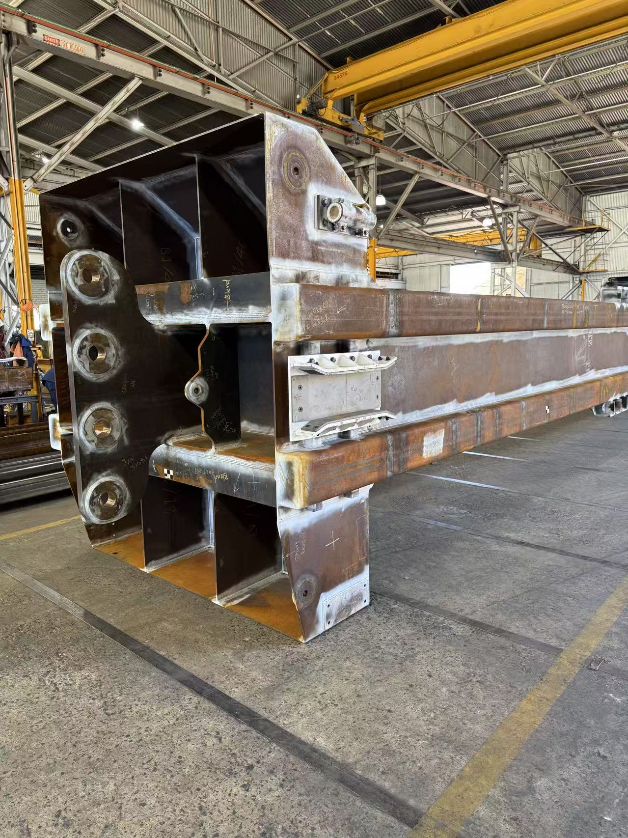 Large fabricated box girder in workshop